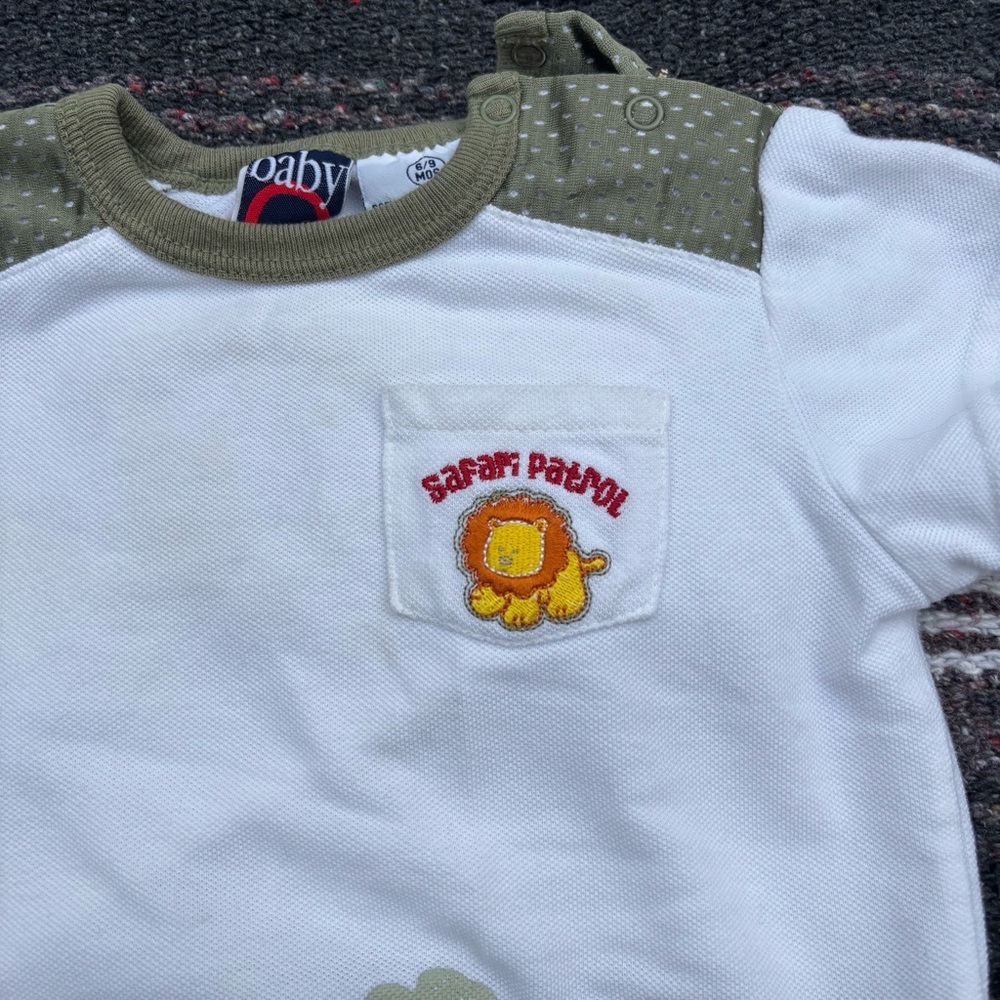 VTG Y2K BABY Q SAFARI PATROL ANIMAL PRINT BABT SHIRT SIZE 6/9 MONTHS - Picture 3 of 5